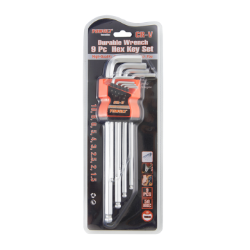 9pcs Carbon Steel Extra Long Ball End Hex Allen Key Wrench Set