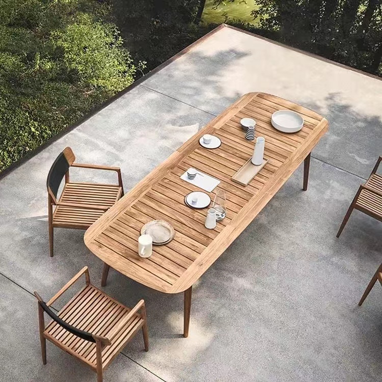 High Quality Home Furniture Teak Wood Waterproof Patio Hotel Wooden Dining Garden Outdoor Table