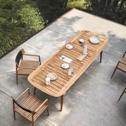 High Quality Home Furniture Teak Wood Waterproof Patio Hotel Wooden Dining Garden Outdoor Table