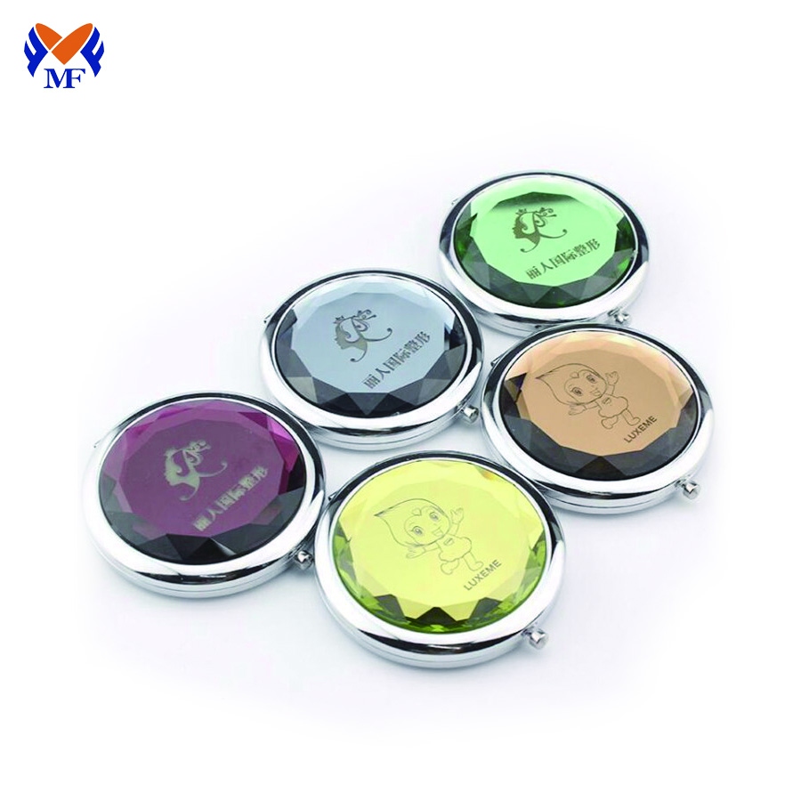 Miroir de poche de maquillage compact rond en métal