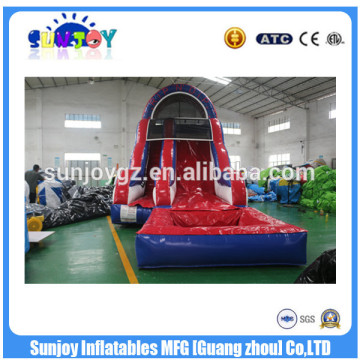 2017 sunjoy inflatable Dual Lane Wave Curve Water Slide with pool for auldt sale