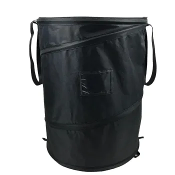 Portable 30 Gallon Pop Up Leaf Bag with Zipper Lid for Yard Waste and Camping