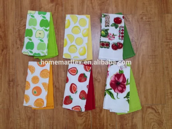 printed waffel tea towel yarn dye tea towel dish towel kitchen towel