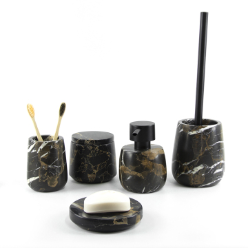 Customized circular marble bathroom accessory set