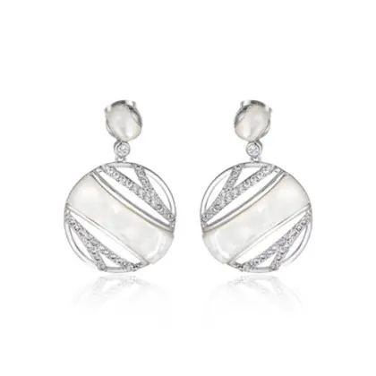 White silver fashion Round Pendant Earrings