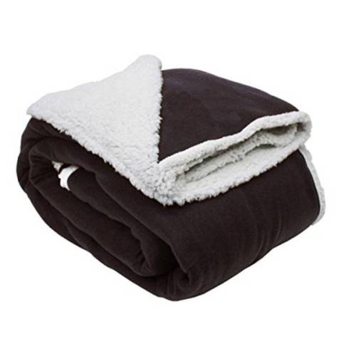 wholesale thick black sherpa throw blanket in lambswool