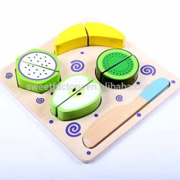 Education cutting fruit wooden toy set for children,Funny DIY kitchen toys,Cutting fruit wooden toys
