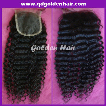 Classy Hidden Knots 12-16 Inch Natural Color Cuticle Virgin Remy Human Hair Jerry Curl Top Closure