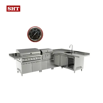 China Supply Outdoor Kitchen Cabinet Stainless Steel Bulit-in BBQ Grill