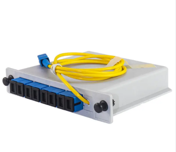 Factory Supply Cassette/Box Type Fiber Optic PLC Coupler Splitters 1x8 with 1m SC/UPC/APC 0.9mm Pigtail for FTTH