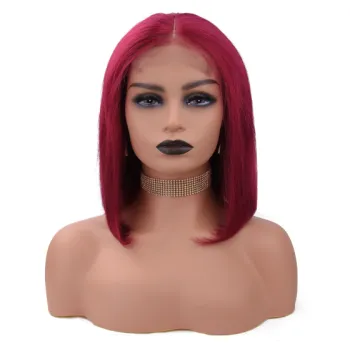 Transsparent 4*4 5*5 lace closure wig for black women bug color virgin human hair lace frontal double drawn bone straight wigs