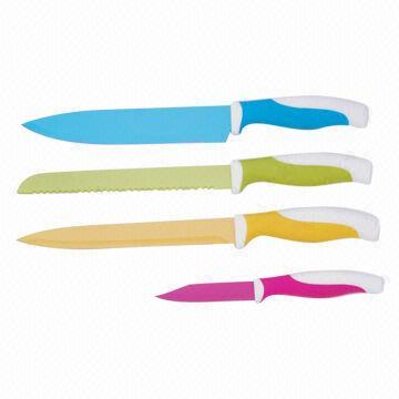 Knife Set, Made of Stainless Steel, Non-stick Coating Blade, TPR Handle