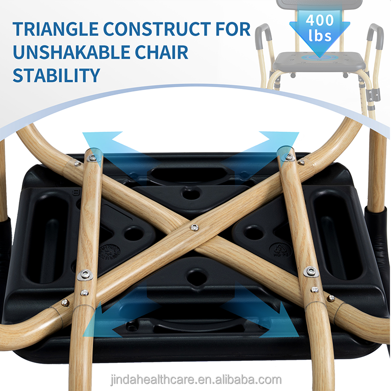 45CM Packaging Elderly Bath Chair Wood Grain Armrest Non-Slip Special for Pregnant Bathroom Safety Equipment Bath Shower Chair4