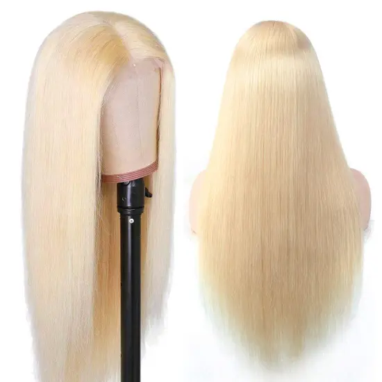 180% Density Best-selling Wig Middle Part Virgin Human Hair Ombre Colored  613 Color 13x6 Straight T-Part Wig For Black Women