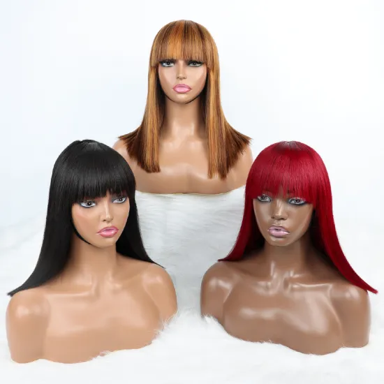 Mayqueen Factory Wholesale 12A Glueless Perruque Highlight Straight Bob Wig 100% Virgin Human Hair no Lace Wigs For Black Women