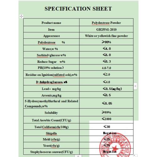 Sugar-free polyglucose sugarless polidextrose powder for nutritional low sugar products