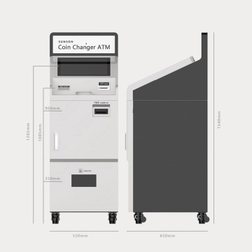 ล็อบบี้ ATM สำหรับการแลกเปลี่ยนเหรียญพร้อมเครื่องอ่านการ์ดและตู้เก็บเหรียญ