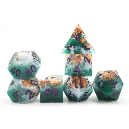 Polyhedral Resin Gilding D&D Dice Set - Dungeons and Dragons RPG Games Dragon Resin Dice