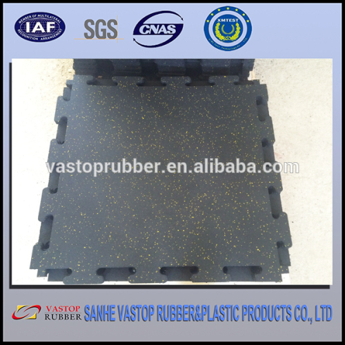 Interlocking EPDM Flecks Gym Floor Rubber Indoor