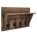 Rustic Wooden Wall Mounted Entryway Coat Rack Hooks