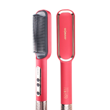 2-in-1 Electric Ionic Hair Straightener Curling Comb