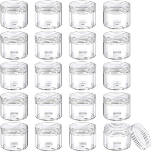 20 Pieces Round Pot Jars Plastic Cosmetic Containers Set with Lid for Liquid Creams DIY Make Up Sample Tool Lip Gloss Tube