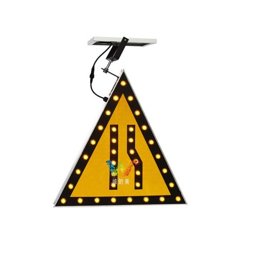 Narrowing on the right Solar Led Warning sign