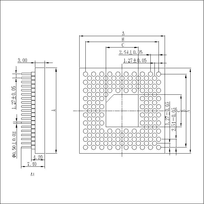 PGA02-XXXXX PGA Pin grid array sockets 2.54X1.27mm