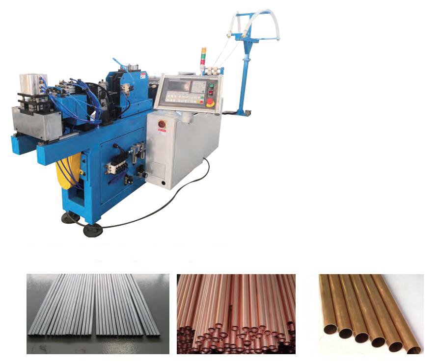 Two tube straightening and cutting machine