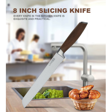 CUCHILLO PARA PAN DE 8 PULGADAS CON MANGO DE NOGAL