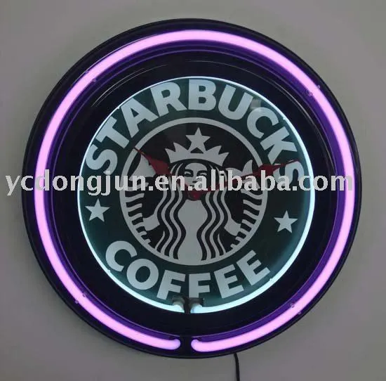 double neon rings neon clock