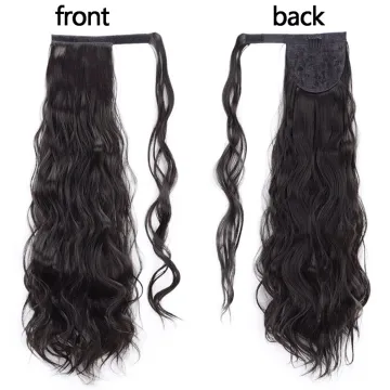 Free sample Hair Long Natural Wave Clip In Pony Tail Synthetic Heat Resistant Fiber Hair Extension Wrap Round Ponytail Hairpiece