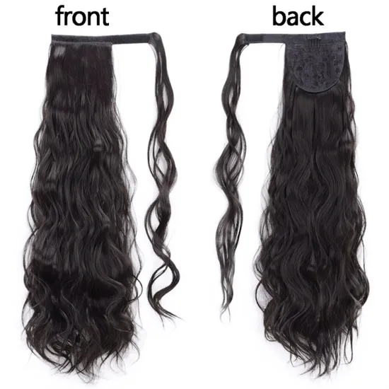 Free sample Hair Long Natural Wave Clip In Pony Tail Synthetic Heat Resistant Fiber Hair Extension Wrap Round Ponytail Hairpiece