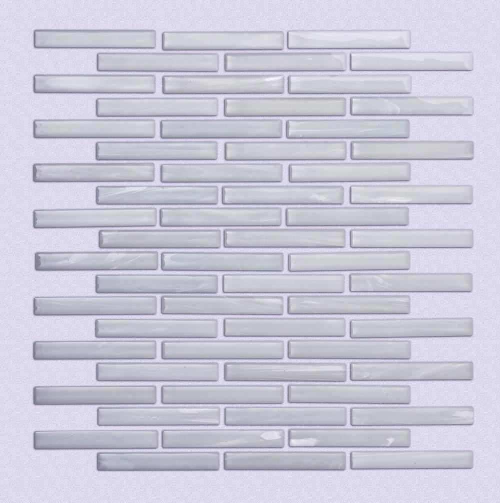 White long strip kitchen glass mosaic tiles