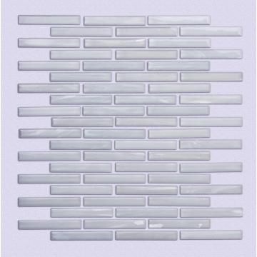 White long strip backsplash glass mosaic tiles