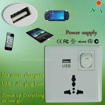 CE/FCC Switch Socket, Wall Socket with USB, Plug Socket (NR7010)