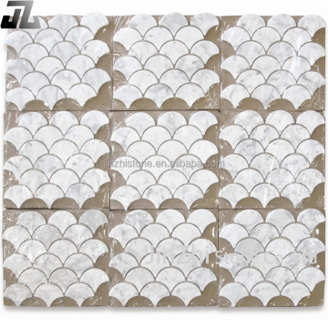 Carrara White Marble Fish Scale Mosaic Tile