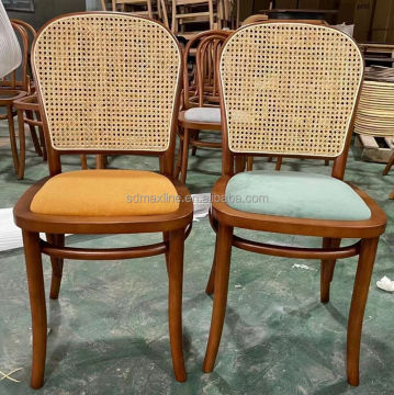 Classic Cafe Bistro Wooden Rattan Dining Chair - High Quality