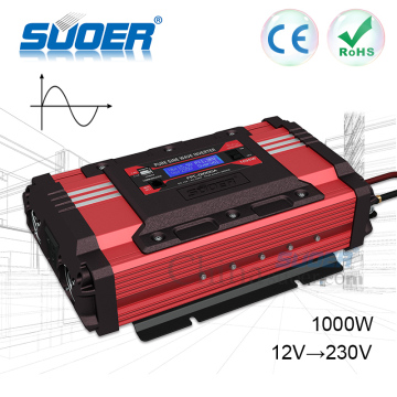 Suoer Neue Hochfrequenz reine Sinuswelleninverter 1000W 12V 220 V Solarenergie Wechselrichter mit LCD -Anzeige