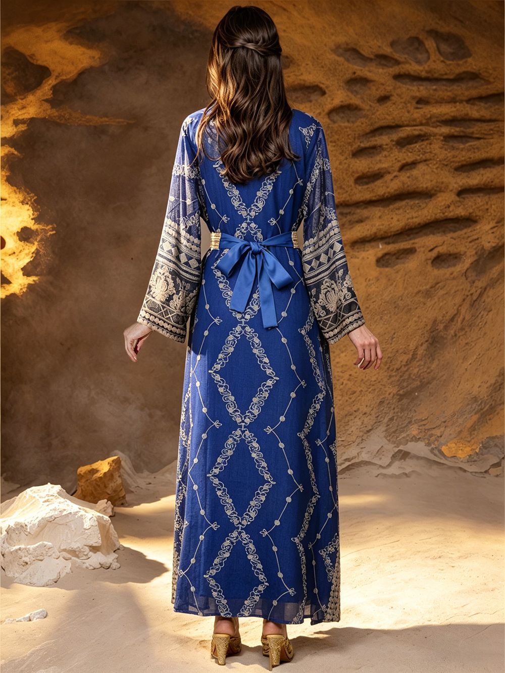 Elegant Embroidered Two Piece Abaya Set Style