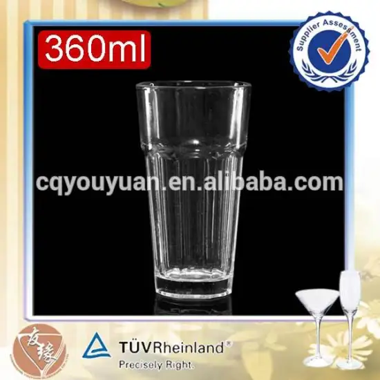 Cheap juice ice cream cocktail drinking 360ml transparent glass cups