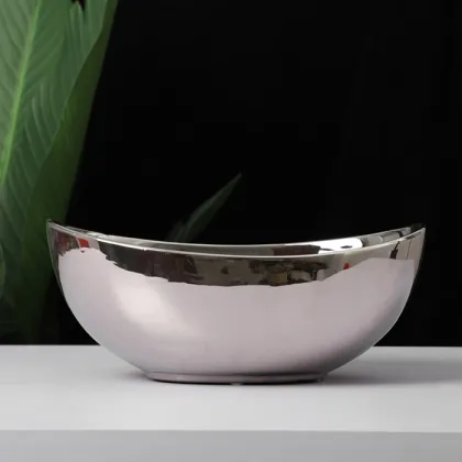 Modern Silver Plating Indoor/Outdoor Large Ceramic Flower Pot