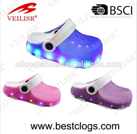 LED kid Breathable Garden jelly light up clog shoes