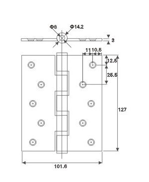 Stainless Steel Bearing Hinge (3554--4BB)