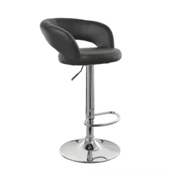 Modern adjustable swivel round footrest chromed base PU barstool