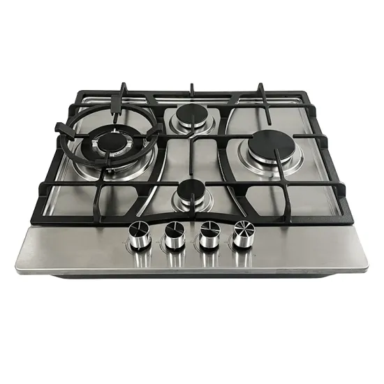 Stainless Steel Gas Cooker with 4 Burners and Cast Iron Grate