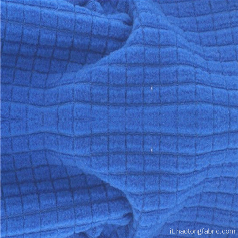 Tessuto elasticizzato spazzolato DTY blu in pile polare traspirante