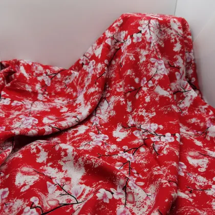 100% Rayon Viscose Woven Challis Flower Print Fabric