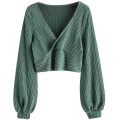 Women's Pullover Ribbed Cropped Knitwear