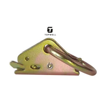 Zinc Plated Cargo Lashing Strap with Ratchet and E-Track Fittings: Horizontal Galvanized O-Ring Tie Down